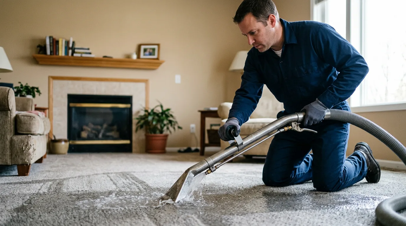 Water damage restoration technician working near Rowe, VA